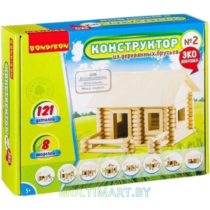 Конструктор Bondibon из деревянных брусьев №2 (ВВ2602)